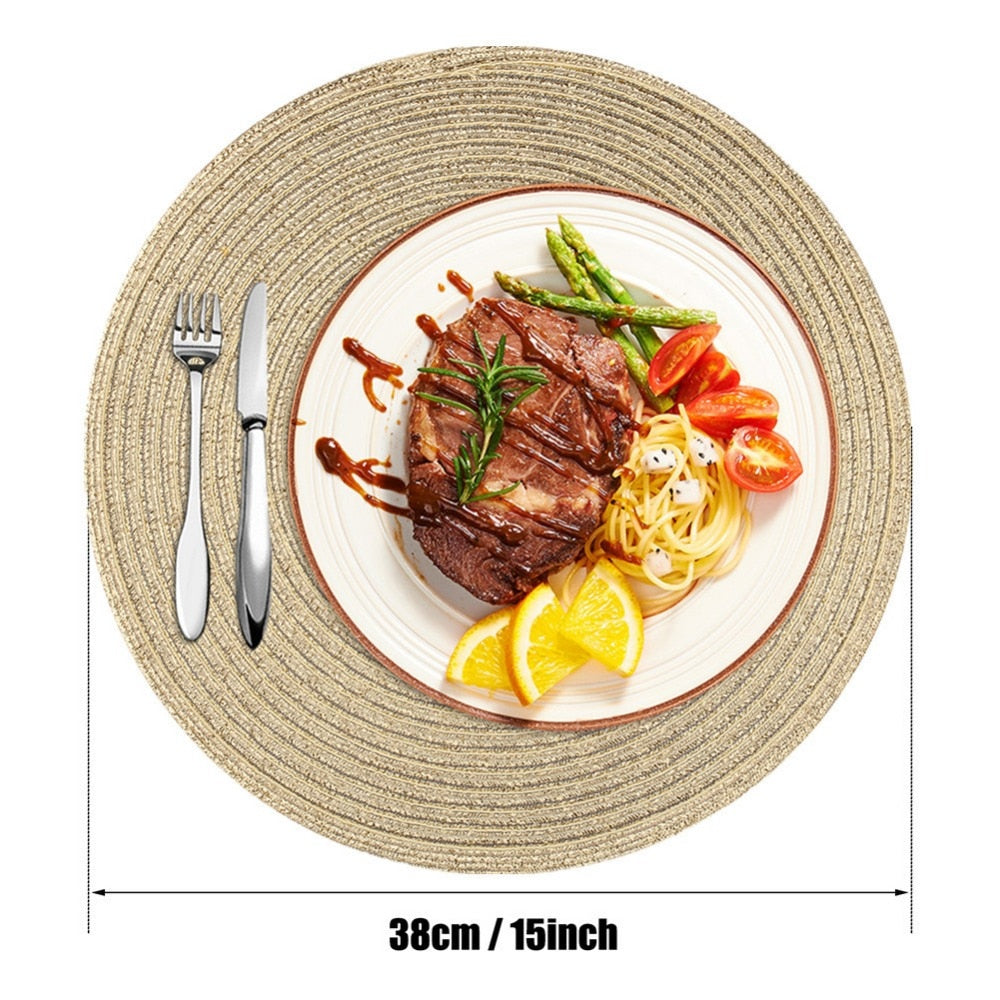6PCS Braided Round Place Mats for Dining Table
