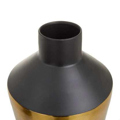 Black Metal Vase with Gold Band