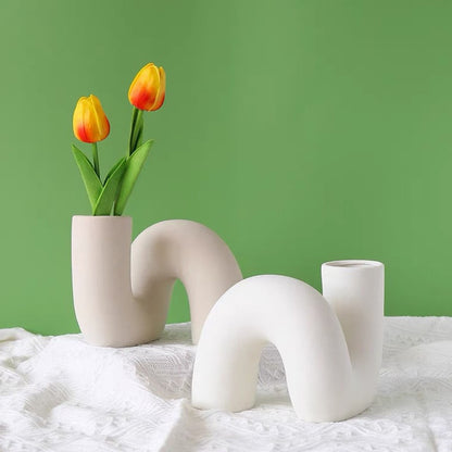 Ceramic Twisted Tube Vase