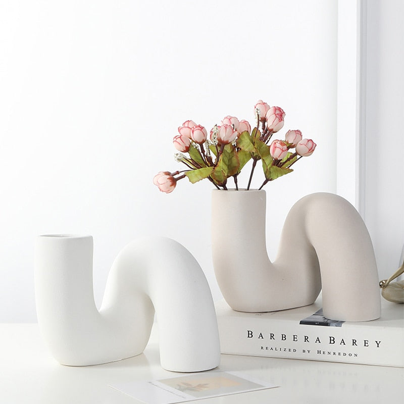 Ceramic Twisted Tube Vase
